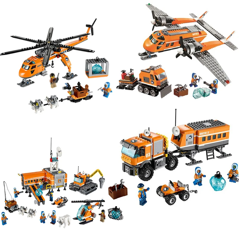

City Arctic Snow Base Camp Model Building Blocks aircraft truck figure bricks Educational Toys For Children Compatible LegoINGly