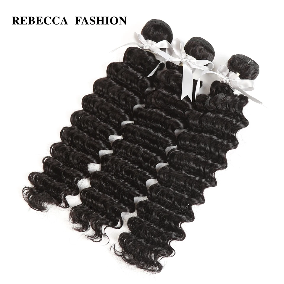 Ребекка перуанский волос глубокая волна пряди сделка 1/3/4 пряди волос, 8-30 дюймов Реми Пряди человеческих волос для наращивания бразильские волосы пряди