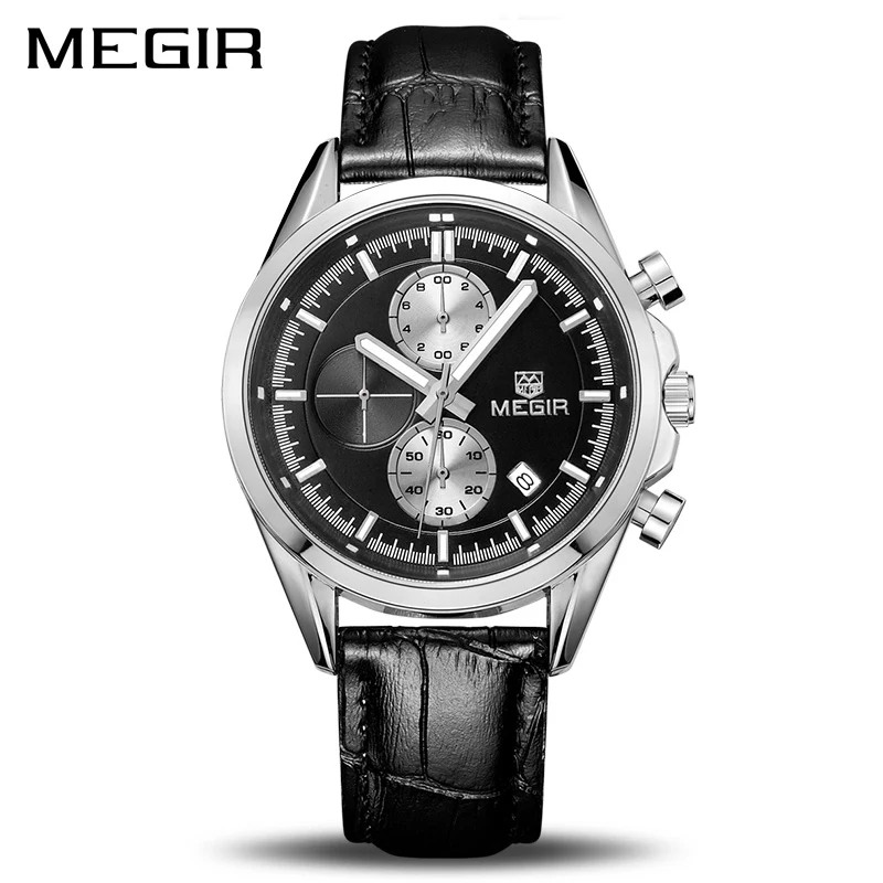 MEGIR Original Quartz Watches Men Chronograph Wristwatches Top Brand Business Leather Men Military Watch Relogio Masculino 5005 MEGIR Original Quartz Watches Men Chronograph Wristwatches Top Brand Business Leather Men Military Watch Relogio Masculino 5005