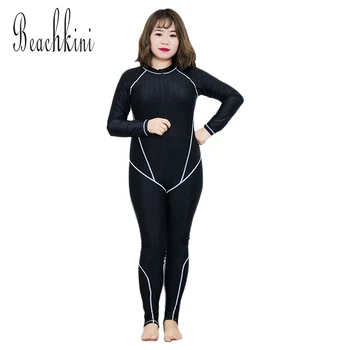 

Rash Guards Big Size Long Sleeve Swimsuit Surfing Wear Long Leg Swimwear Women Sport One Piece Bathing Suit Solid Bodysuit