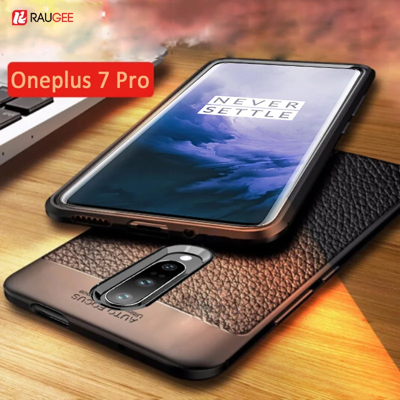 

For Oneplus 7 Pro Case Leather Style Cover Durable TPU Phone Case On For Oneplus7 One plus 7 Pro Cover Full Protection Bumper