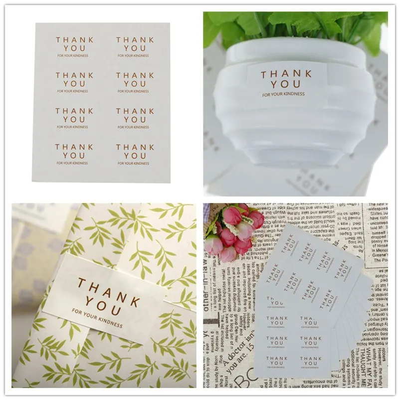 96pcs/lot Handmade Rectangle Black &amp White Thank You Your Kindness Baking Seal Sticker For Party Favor Gift Bag Candy Box | Канцтовары