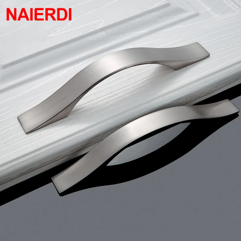 NAIERDI Cabinet Handles Drawer Knobs Aluminum Alloy Wardrobe Door Handles Brushed Pulls Simple Modern Style Furniture Handle furniture handles