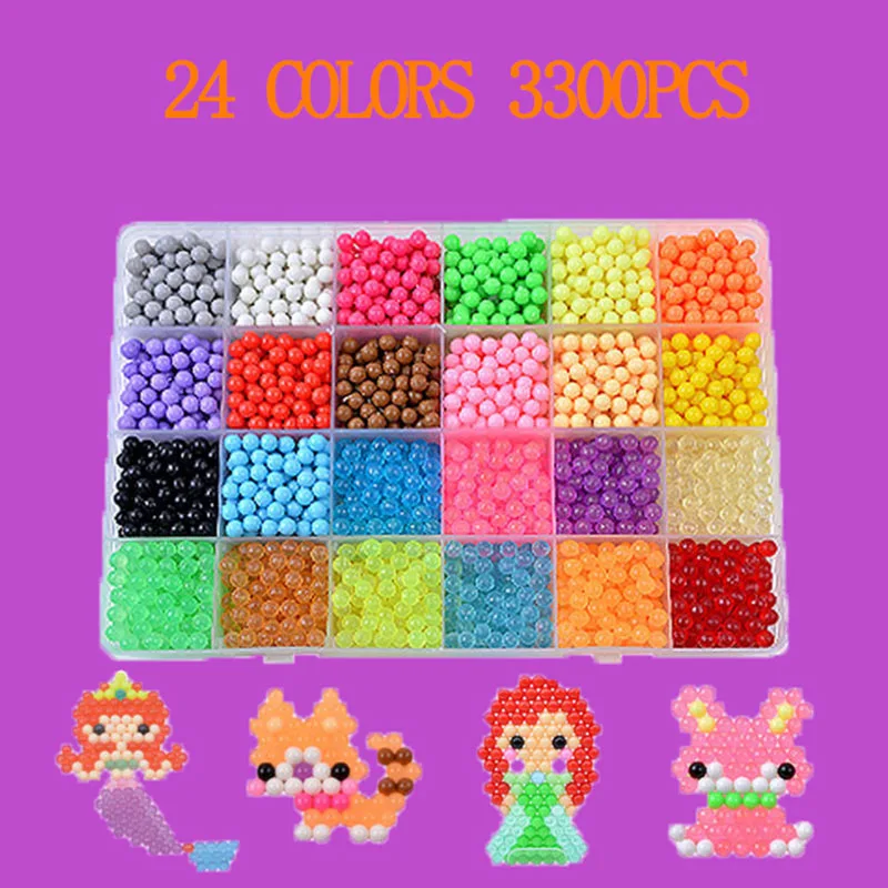 6000pcs 24 colors Refill Beads puzzle Crystal DIY water spray beads set ball games 3D handmade magic toys for children 14