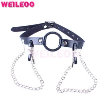 nipple clamps collar open mouth gag ball adult sex toys bdsm bondage set fetish slave bdsm