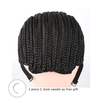 

Black Crochet Synthetic Braids Wig Cap For Making Wig With Adjustable Strap Glueless Weaving Caps Wig Cap Hairnet