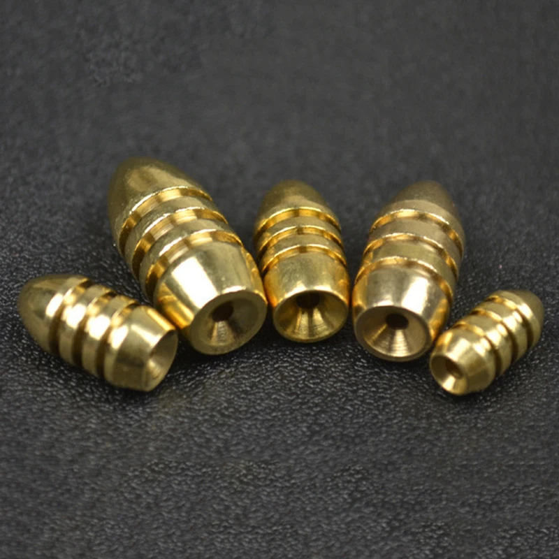 OUTKIT 10 قطعة/الوحدة النحاس الرصاص ثقالة الأوزان 10g ، 7g ، 5g ، 3.5g ، 1.8g Sharped رصاصة النحاس الصيد اكسسوارات الصيد معالجة