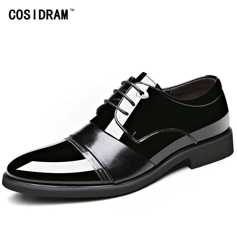 COSIDRAM Pointed Toe Men Formal Shoes New 2018 Oxfords Wedding Business Shoes Fashion PU Leather Dress 