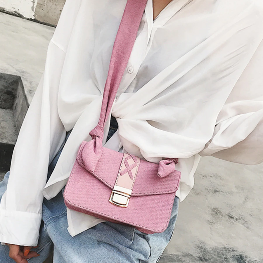 

2018 Autumn Winter Fashion Corduroy Small Square Bag Chic Sweet Women Shoulder Messenger Bag Girl New Designer Travel Small Bag