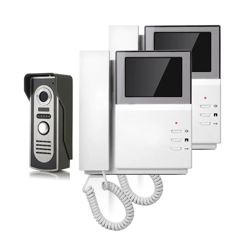 

FREE SHIPPING Hand set 4.3" TFT Color Screen Video Intercom Door Phone System 2 Monitor + Night Vision Doorbell Camera WHOLESALE