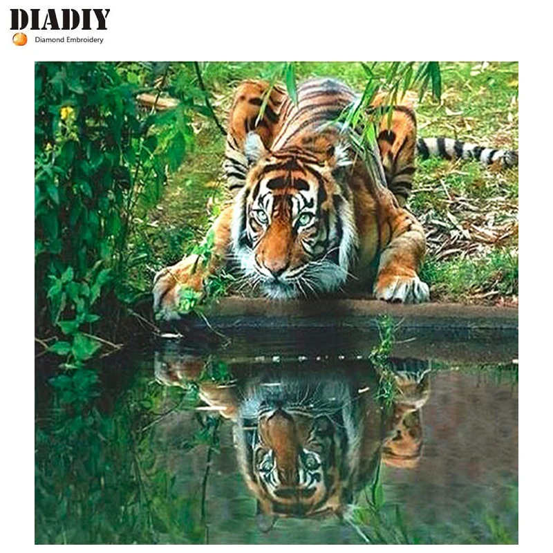 DIADIY cross stitch Tiger tummy Full Diamond Hand made Needlework home Decor embroidery diy 5d diamond painting Crafts Art Gift | Дом и сад