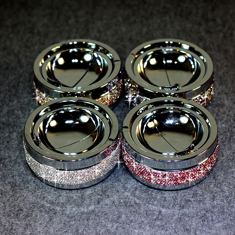 

Automobile ashtray crytal Round Metal ashtray portable Car decorative ashtrays Smoking products