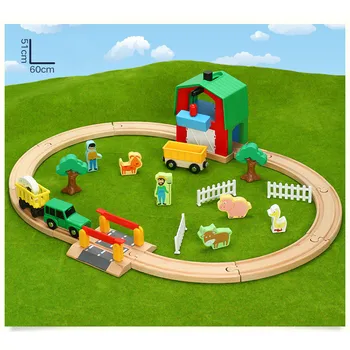 

Diecast Car DIY Wooden Tracks Train Set Race Track Magic Brio Puzzles Educational Toys Wooden Railway Children's day Gifts 2019
