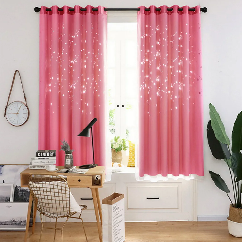 150x200cm Double Layers Hollowing Curtains Curtains For Punching High Shading Living Room Window Curtains 27