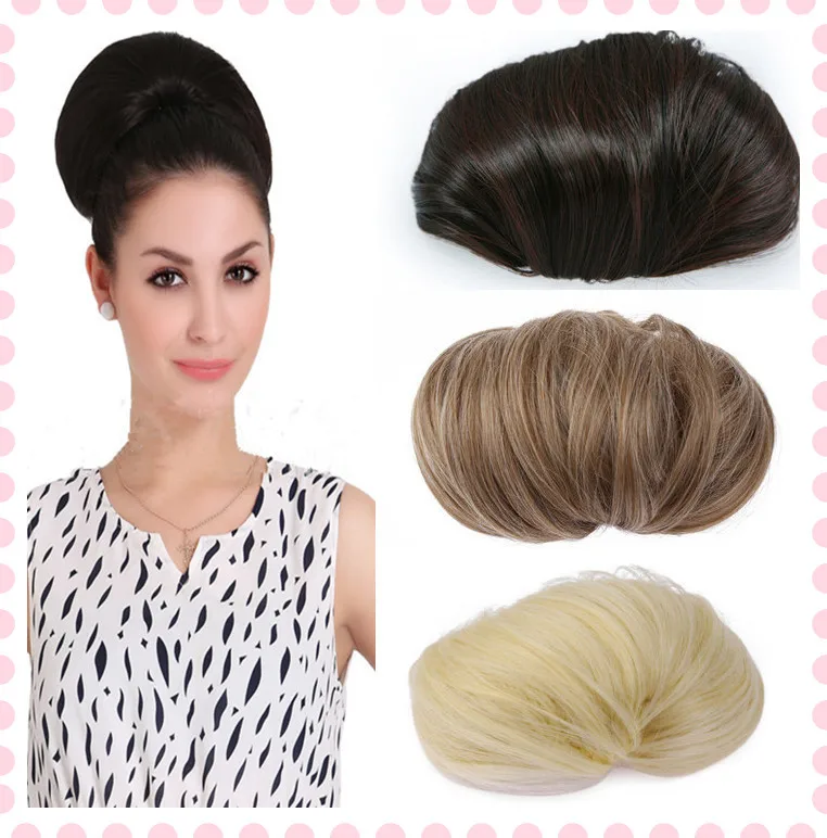 Synthetic Straight Bride Hair Bun Chignon Hepburn Bun Hairpiece