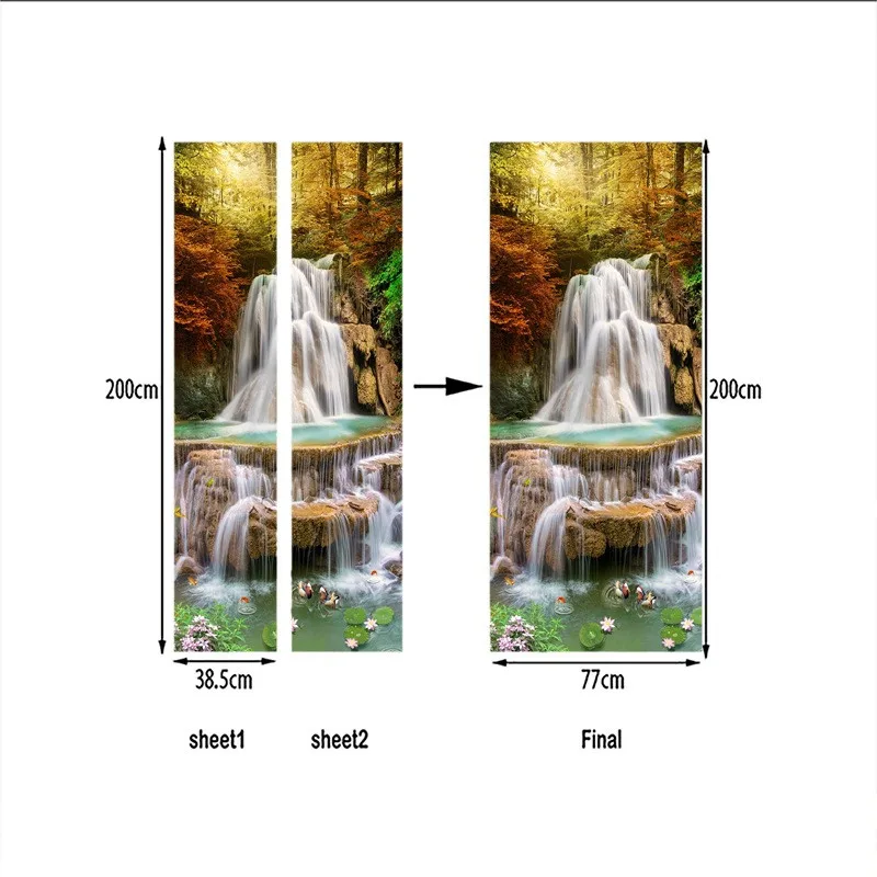 С изображением пейзажа с фонтаном креативная художественная дверь водостойкая 3D настенная палка Diy самоклеящаяся художественная домашняя Декорация-наклейка
