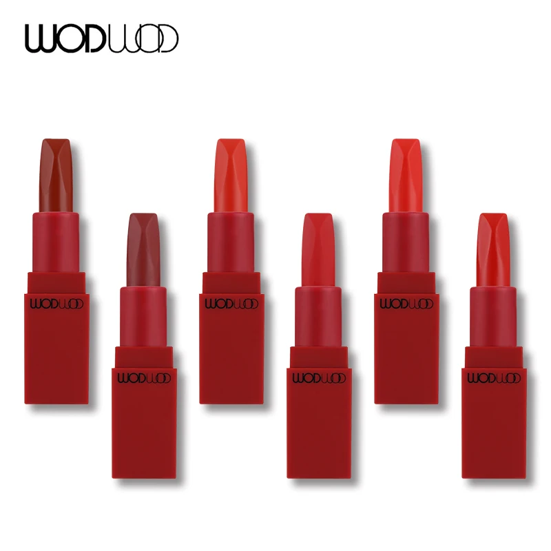 WODWOD брендовая новая помада с эффектом MakeupThree, 6 цветов, стойкая матовая помада для губ, водостойкая красная Румяна Губная помада, косметика Maquiagem
