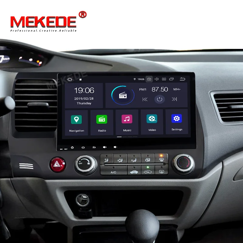 Sale Mekede 10.1 Inch 2Din Android 9.0 Car Radio Quad-Core HD 1024*600 Tochscreen GPS Multimedia Player For 2006-2011 Honda Civic 1