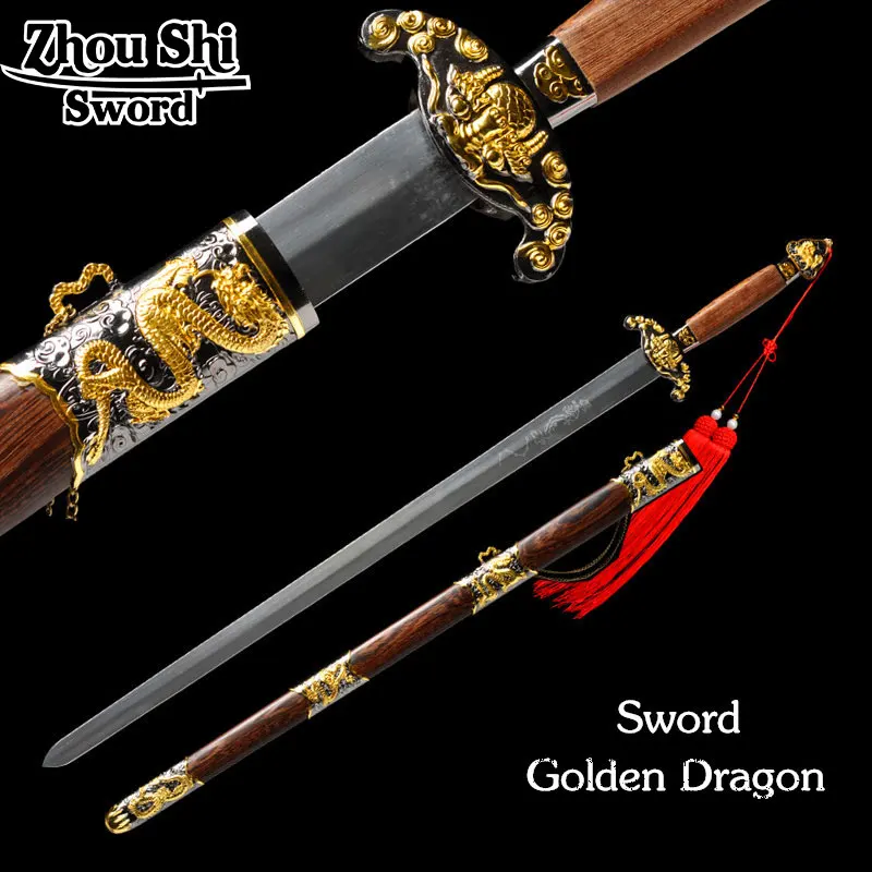 

Chinese famous sword Red Xiao sword All handmade 1060 Steel Gold-plated tsuba The unique design style Home decor collectibles