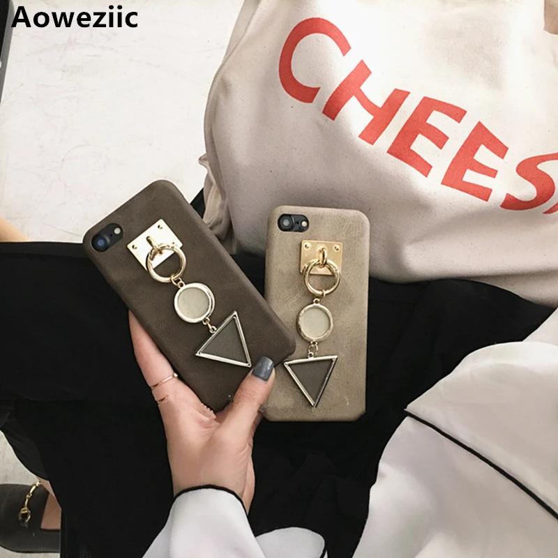 

Aoweziic New Korean retro cold For iPhone 6s 7plus 8Plus X XS MAX XR mobile phone case leather personality female models DIY