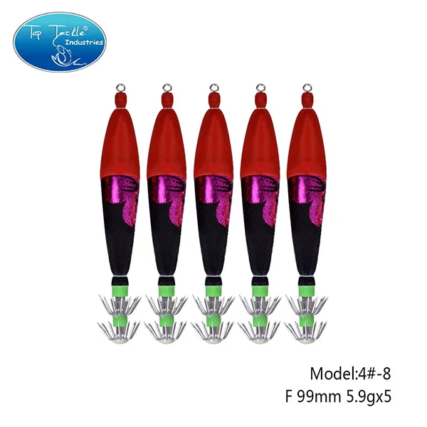 Пластиковый светящийся хвост крючок для наживки крючок соленой воды рыболовная приманка для осьминог, каракатица - Цвет: F99mm5.9g HF4.0-5pcs