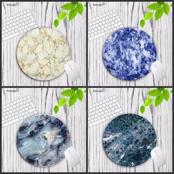 

Mairuige Design Modern Blue Marble Unique Desktop Pad Lock Edge Mousepads Computer Animation Round Mouse Mat Round Mice Pad