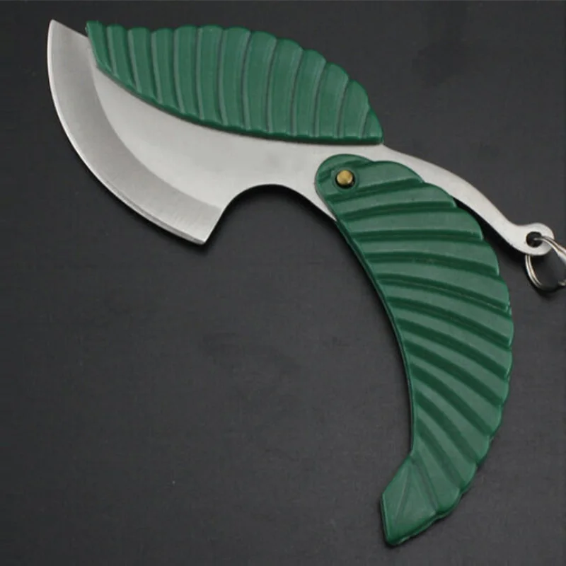 Складной нож-брелок для автомобиля из нержавеющей стали, походный лагерный нож, мини складной карманный нож в форме листа, складной нож