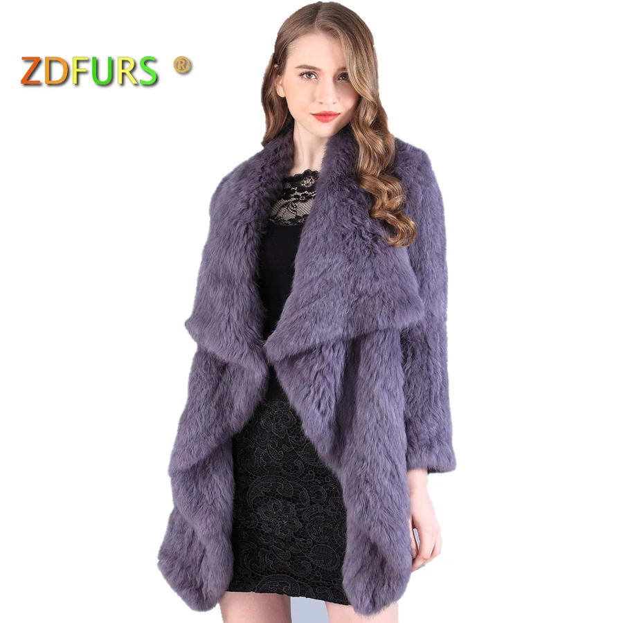 ZDFURS * натуральная Шуба из меха кролика Модная женская вязанная шапка кролиного