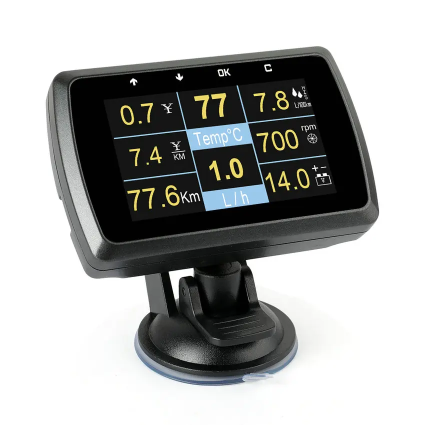 OBD2 Fault code Water temperature gauge voltage speed meter display Car