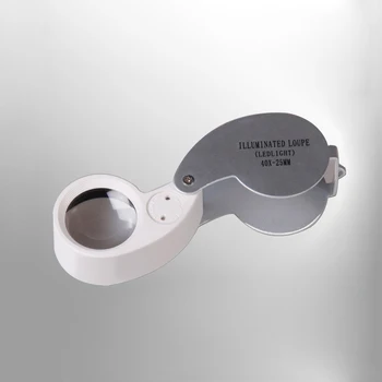 

2PCS 40X LED Illuminated Magnifier 25mm Lens Jewel Eye Folding Magnifying Glass with LED Light Jewelry Loupe