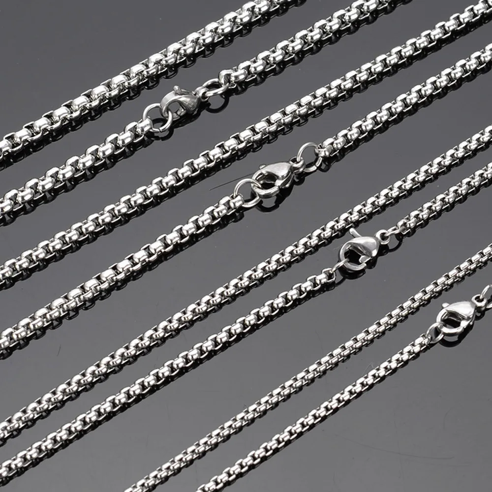

1/2/3/4mm Wide Wholesale Bulk DIY Handing Pendant Necklace 5/10/20pcs/lot Men Women Silver Stainless Steel Box Link Chain 16-40"