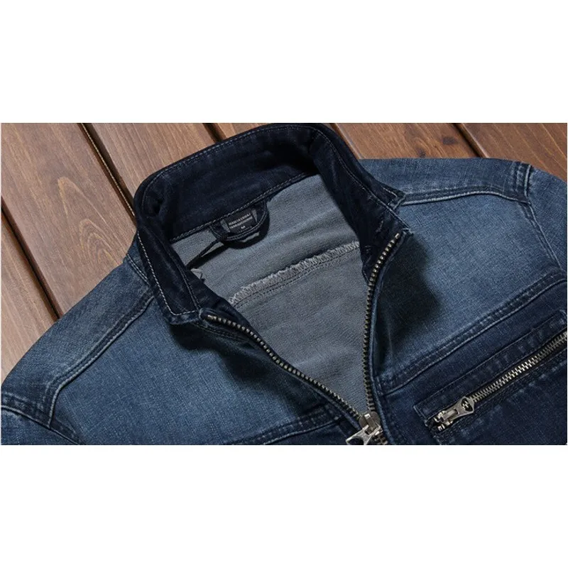 Slim Denim Pocket Coat Vintage Zip Jacket Men Casaco Masculino Turn Collar Male Denim Coat Washed Jean Jacket Clothes for Men Slim Denim Pocket Coat Vintage Zip Jacket Men Casaco Masculino Turn Collar Male Denim Coat Washed Jean Jacket Clothes for Men