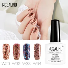Rosalind 10 мл белая бутылка красочные Diamond гель для ногтей с блестками польский Топ база пальто необходимо дизайн ногтей красота