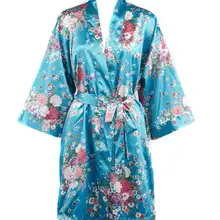 Летний женский Атласный халат с принтом пеньюар с цветочным принтом для подружки невесты, Свадебный сексуальный халат, кимоно в винтажном стиле, платье, большие размеры TG016