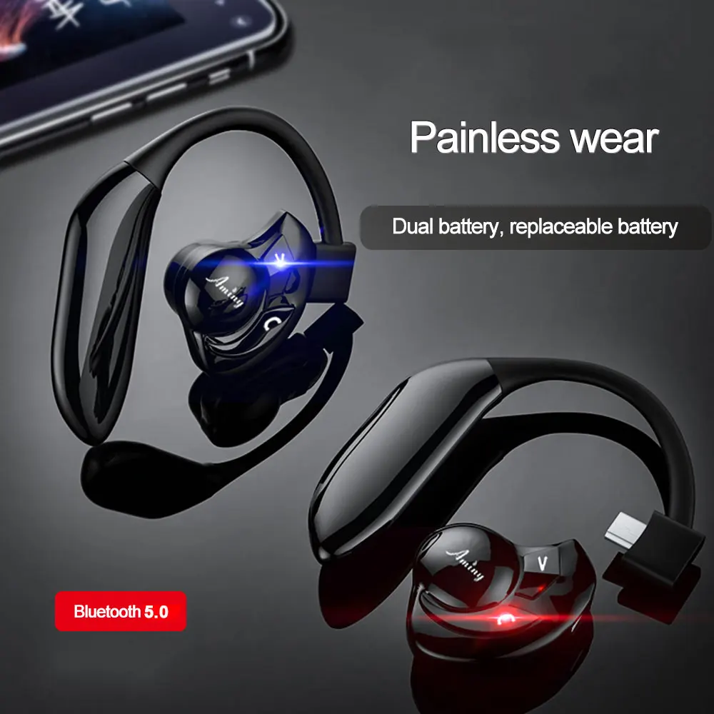 Беспроводные Bluetooth наушники Aminy V5.0 с двумя аккумуляторами длительным сроком