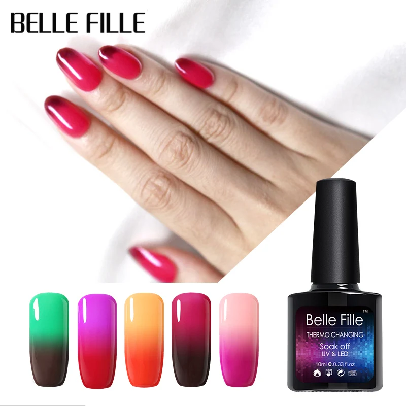 

BELLE FILLE 10ml Temperature Change Color Uv Gel Nail Polish Semi Permanent Hybrid Gellak For Nail Manicure Soak off Varnish gel