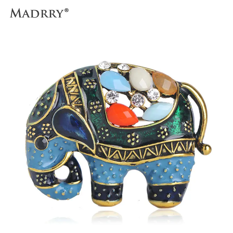 

Madrry Lovely Colorful Enamel Elephant Shape Brooch Crystal Animal Brooches Pin For Women Kids Scarf Hat Bag Accessories Jewelry