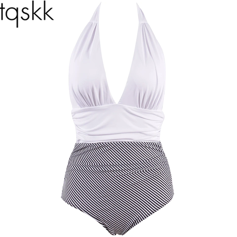 Billige TQSKK 2019 Neue Sexy Streifen Frauen Badeanzug Strap Monokini Body Push Up Padded Weibliche Bademode Strand Badeanzug