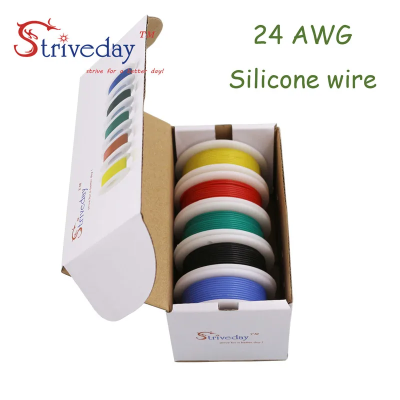 

30m 24AWG Silicone Wire 5 color Mix box 1 box 2 package Electrical Wire Line Copper