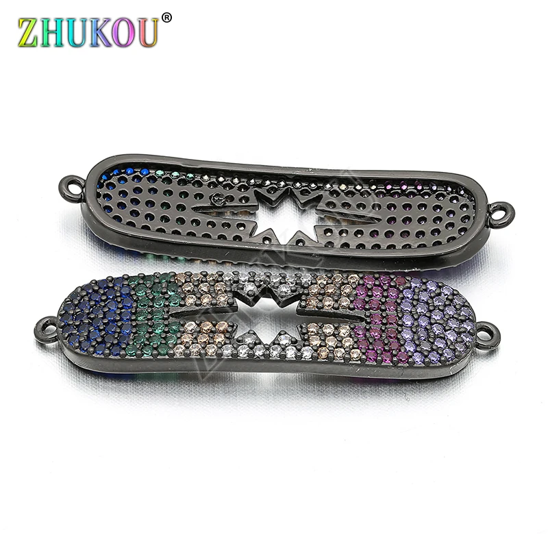 8*34mm Brass Cubic Zirconia Rectangle Rainbow Color Charms Connectors DIY Jewelry Bracelet Necklace Making Model: VS138 | Украшения и