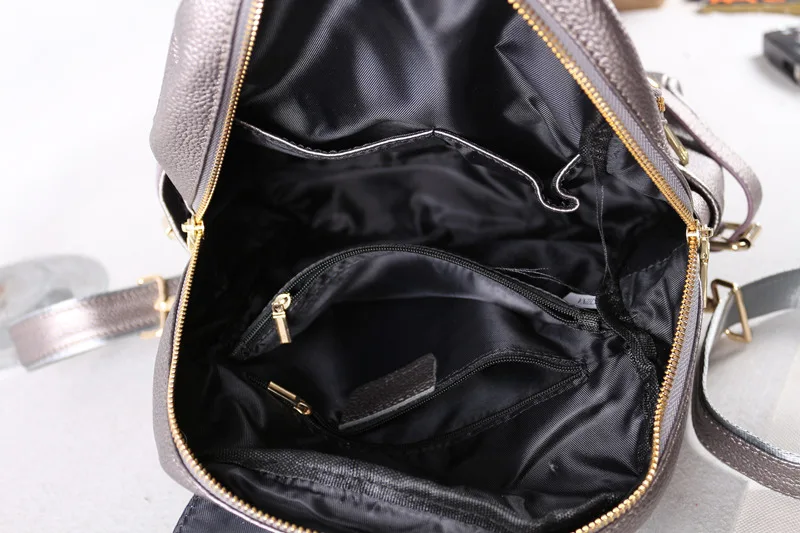 Mochila de Couro Mochila para Mulheres Mochila de Viagem Nesitu Genuíno Feminina Nova Moda Preta Azul Seda Branca Boa Qualidade M9009 8 Bolsas e Malas