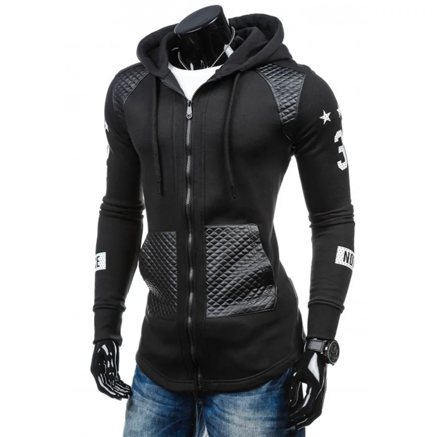 

2019 Fashion jacket Spring&Autumn Plus Size wrap coatMen Leather Winter Warm Hooded Sweatshirt Coat Jacket Outwear Sweater