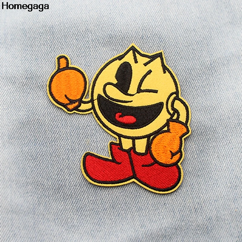 

Homegaga Pacman Embroidered cartoon patches iron on Sewing badges para jersey bag shoes Applique DIY Patchworks stickers D2099
