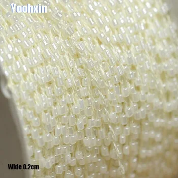 

0.2CM Wide Fashion beads Embroidery beige flower lace fabric trim ribbon DIY sewing applique collar cord wedding guipure decor