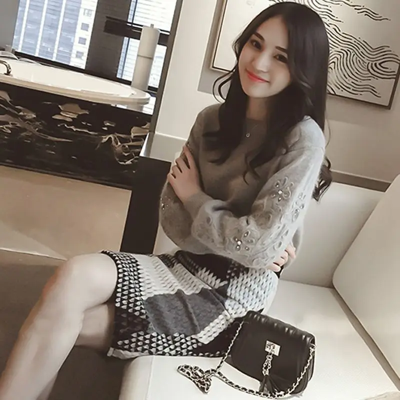 Женский трикотажный костюм осенний модный офисный из 2 предметов|designer outfits|outfit