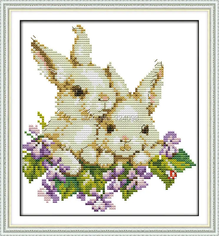 

Wholesale Needlework,Stitch,14CT Cross Stitch,Sets For Embroidery Kits,Two Rabbits Counted Cross-Stitching