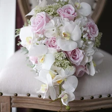 Новые винтажные Искусственные цветы водопад Свадебные букеты цвета слоновой кости розовые каскадные Свадебные букеты De Mariage розы орхидеи горячая распродажа