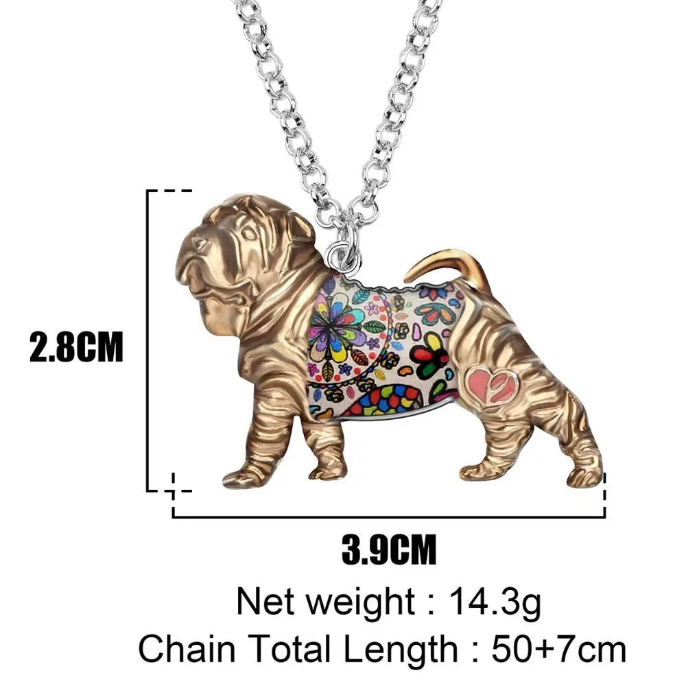 Bonsny эмалированный сплав китайский Shar Pei Подвеска для ожерелья собак Collare чокер