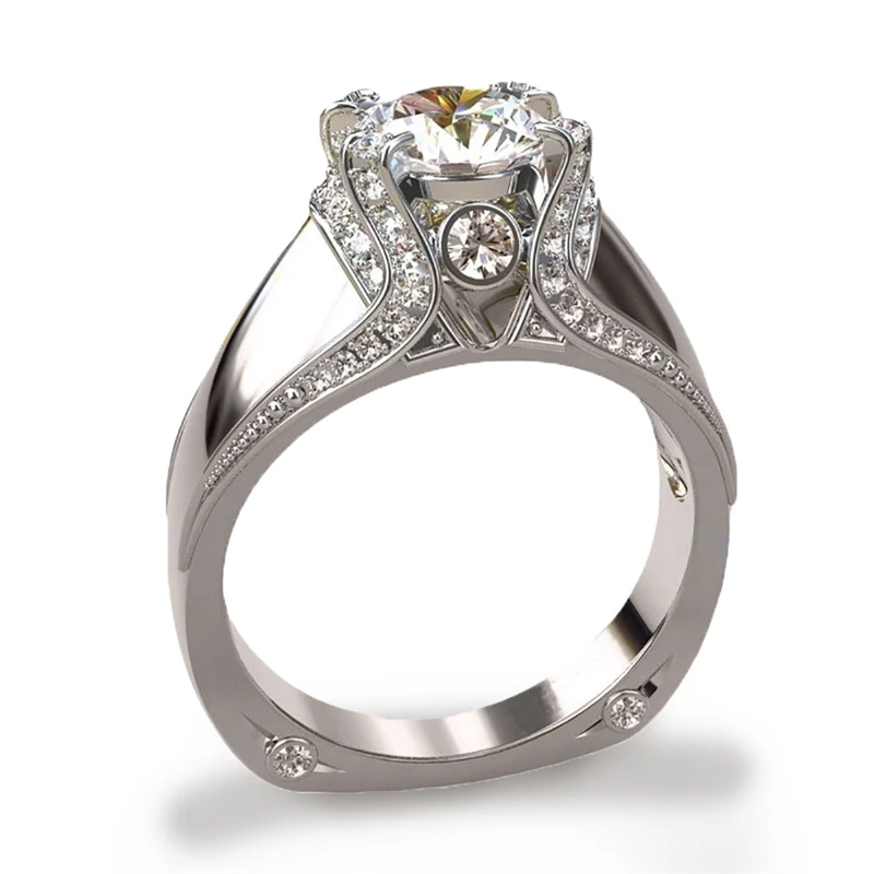 

WalerV 925 Sterling Silver Fashion Popular Wedding Ring Jewelry Cubic Zircon Ring For Women Bridesmaid Gift