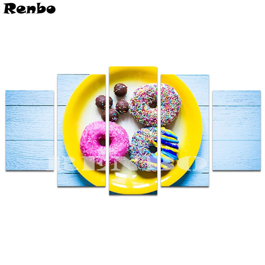 

5pcs Full Square Drill 5D DIY Diamond Painting Donuts Pictures New Year's Decoration Embroidery Cross Stitch Mosaic sticker A39